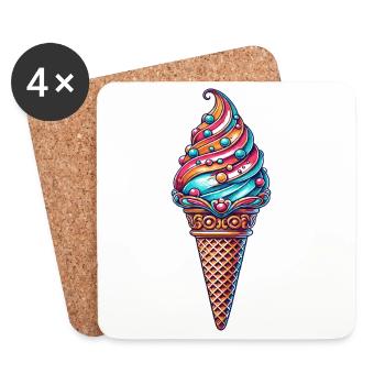 colorful ice cream creation in vivid colors - Coasters (set of 4) - white - Front