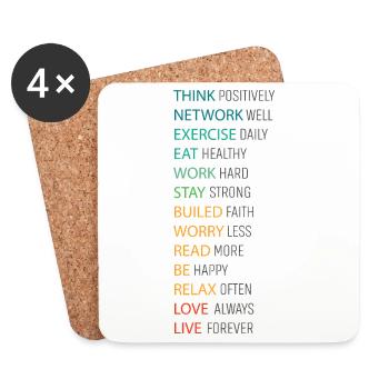 THINK POSITIVE - Dessous de verre (lot de 4) - blanc - Devant