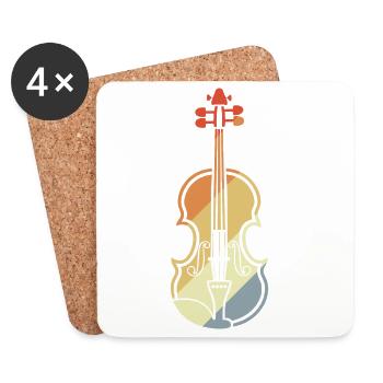 Violine Zeichnung Vintage - Untersetzer (4er-Set) - Weiß - Vorne