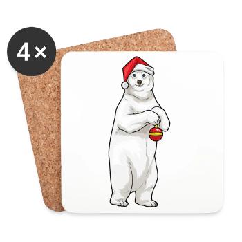 Polar Bear Christmas Christmas Ball - Coasters (set of 4) - white - Front
