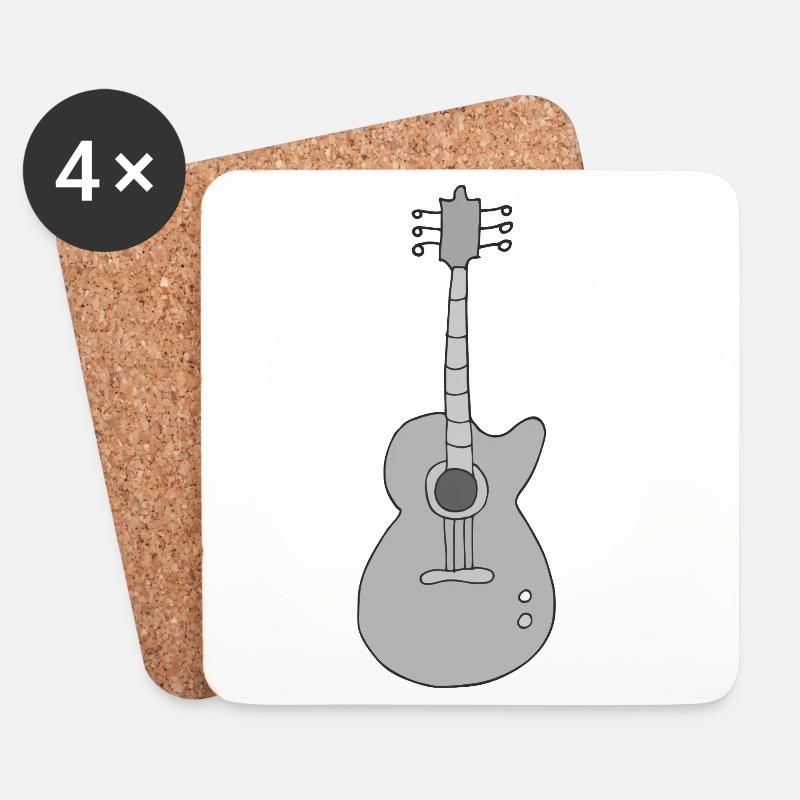 Guitar in Grey - Coasters (set of 4) - white