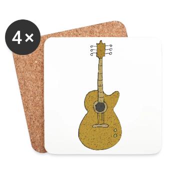 guitare - Dessous de verre (lot de 4) - blanc - Devant