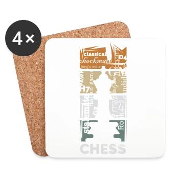 Chess Words Design – Typography for Chess Fans - Coasters (set of 4) - white - Front