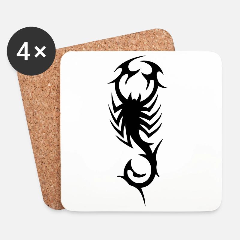 Stammes-Skorpion-Tattoo-Design - Untersetzer (4er-Set) - Weiß