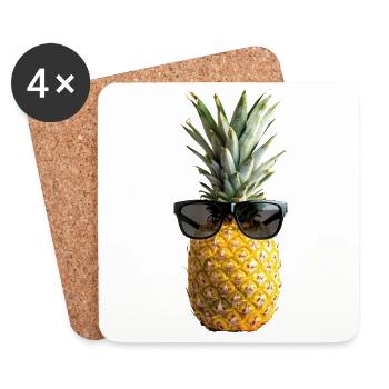 Lunettes de soleil ananas - Dessous de verre (lot de 4) - blanc - Devant