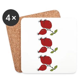 Illustration de branche de baie rouge - Dessous de verre (lot de 4) - blanc - Devant