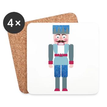 casse-noisette jeans Noël Noël décoration Figurine en bois - Dessous de verre (lot de 4) - blanc - Devant