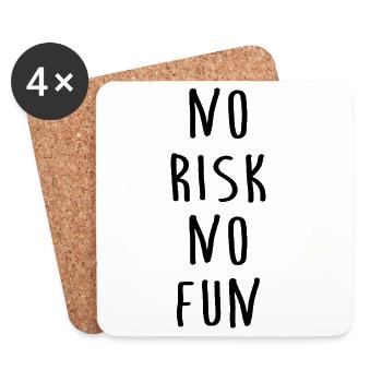 No Risk No Fun - Kein Risiko Kein Spass - Coasters (set of 4) - white - Front