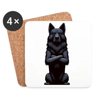 Schwarzer Schäferhund Schäferhundbesitzer  - Untersetzer (4er-Set) - Weiß - Vorne
