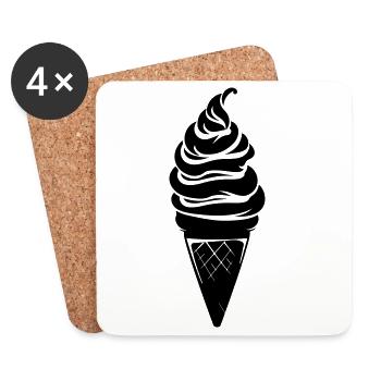 Icecream Cone Silhouette - Coasters (set of 4) - white - Front