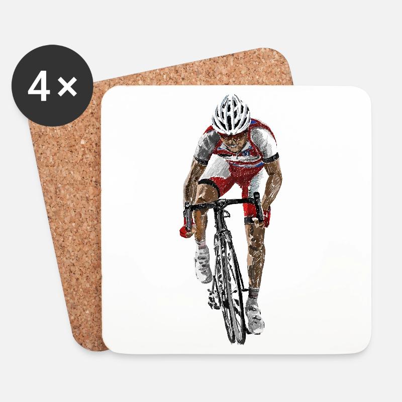 Rennradfahrer Sprint - Untersetzer (4er-Set) - Weiß