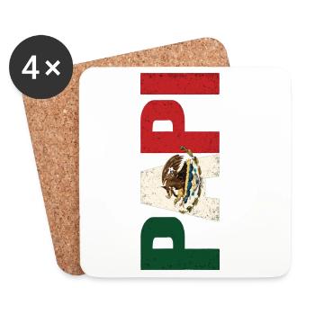 Mexico Pride Flag Eagle Vintage Look - Coasters (set of 4) - white - Front