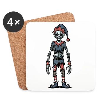 Effrayant Noël Zombie Squelette Gnome Gothique - Dessous de verre (lot de 4) - blanc - Devant