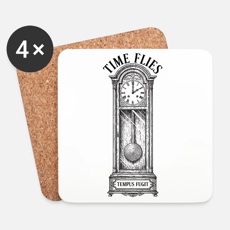 Tempus Fugit: Antike Standuhr - Untersetzer (4er-Set) - Weiß