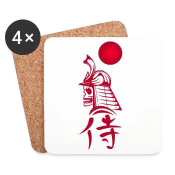 Samouraï fantôme et soleil rouge - Dessous de verre (lot de 4) - blanc - Devant