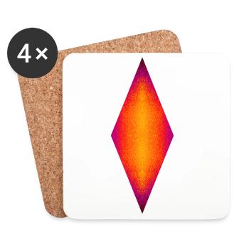 Diamant Néon, Noyau Thermique, Flamme Prisme, Feu Intérieur - Dessous de verre (lot de 4) - blanc - Devant