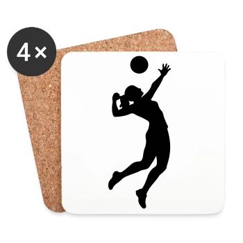 Volleyball player silhouette volleyball - Coasters (set of 4) - white - Front