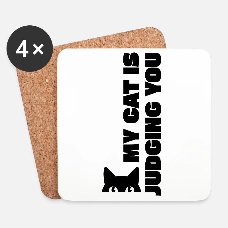 MY CAT IST JUDGING YOU - Untersetzer (4er-Set) - Weiß