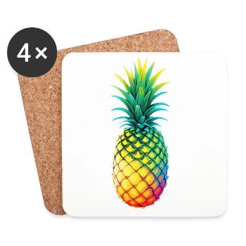 Rainbow Pineapple Illustration - Coasters (set of 4) - white - Front