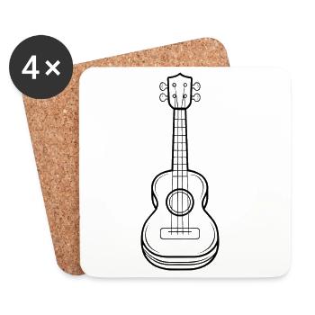 Ukulele Skizze - Untersetzer (4er-Set) - Weiß - Vorne