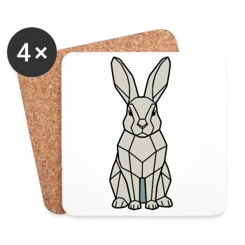 Geometric Bunny Low Poly Modern - Coasters (set of 4) - white - Front