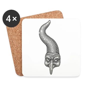 Neapolitan horn with rhinestones - Coasters (set of 4) - white - Front