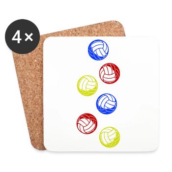 Volleyball coloré - Dessous de verre (lot de 4) - blanc - Devant