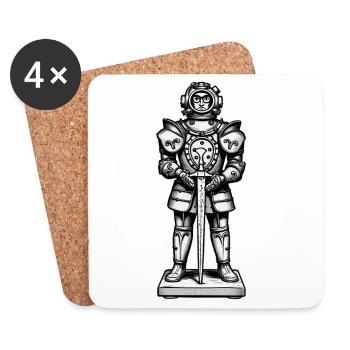 KNIGHT DIVER MAN – schwarz und weiß - Untersetzer (4er-Set) - Weiß - Vorne