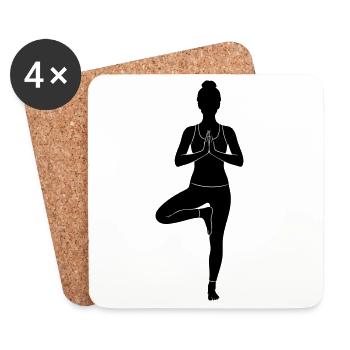 Tree Pose Yoga Silhouette - Coasters (set of 4) - white - Front