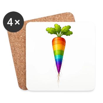 Motif de légumes colorés en carottes arc-en-ciel - Dessous de verre (lot de 4) - blanc - Devant