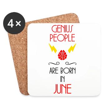 les génies naissent en Juin - Cadeau de Naissance - Dessous de verre (lot de 4) - blanc - Devant