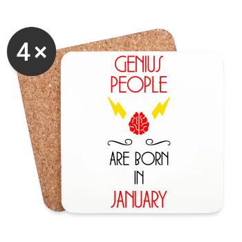 les génies naissent en Janvier - Naissance - Dessous de verre (lot de 4) - blanc - Devant