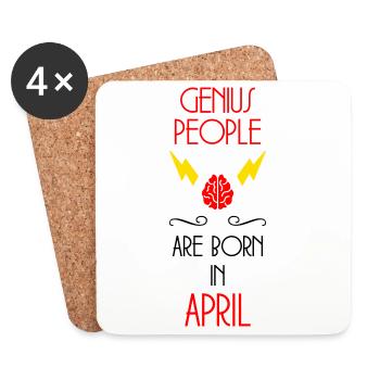 les génies naissent en Avril - Anniversaire  - Dessous de verre (lot de 4) - blanc - Devant