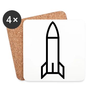 Rakete - Untersetzer (4er-Set) - Weiß - Vorne