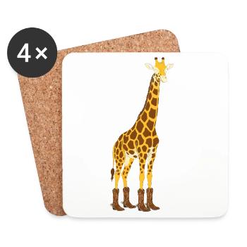 Giraffe mit Stiefel-Statement - Untersetzer (4er-Set) - Weiß - Vorne