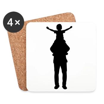 Silhouette familiale Les parents Enfants aiment ensemble - Dessous de verre (lot de 4) - blanc - Devant