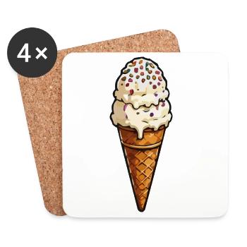 Doppel-Eiscreme mit Streuseln - Coasters (set of 4) - white - Front