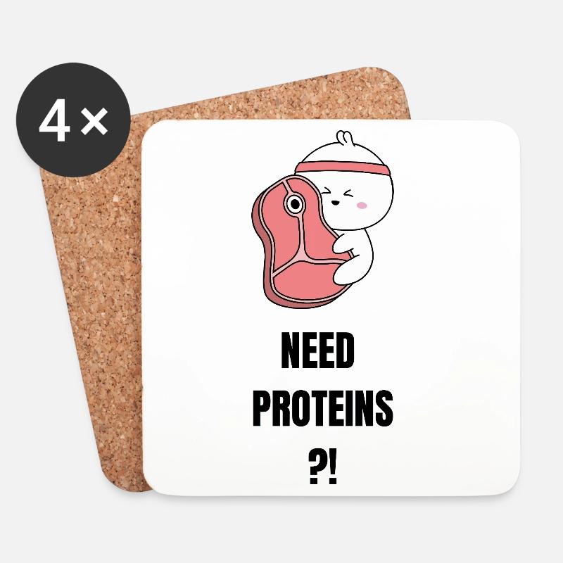 Need Proteins - Coasters (set of 4) - white
