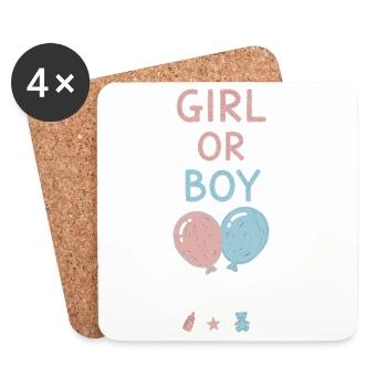 Gender Reveal Girl Or Boy Baby Shower Pregnancy - Coasters (set of 4) - white - Front