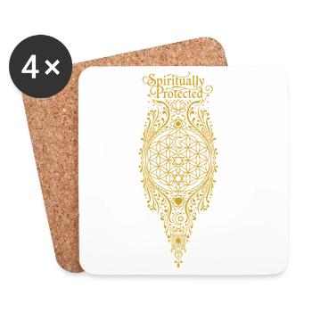 Spirituality Spiritually Protected Sacred Geometry - Coasters (set of 4) - white - Front