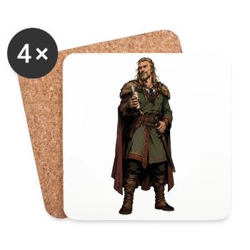 Guerrier viking avec calice et fourrure - Dessous de verre (lot de 4) - blanc - Devant