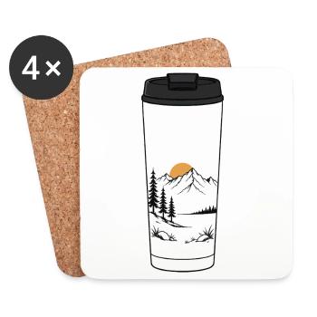 Lever de soleil en tasse de café - Dessous de verre (lot de 4) - blanc - Devant