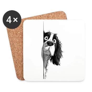 Peeking Cavalier Spaniel Süßer Hundeliebhaber Merch 2 - Untersetzer (4er-Set) - Weiß - Vorne