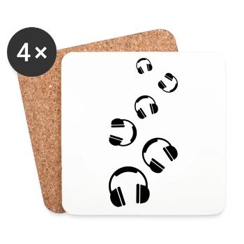 Icône casque - Dessous de verre (lot de 4) - blanc - Devant