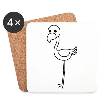 Flamingo Comic Tier - Untersetzer (4er-Set) - Weiß - Vorne