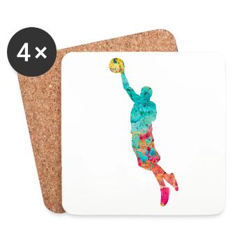 Joueurs de basket-ball - PopArt - Dessous de verre (lot de 4) - blanc - Devant