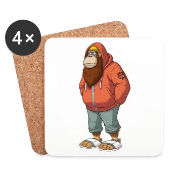Streetart Orang-Utan Urban Rap Street Affe - Untersetzer (4er-Set) - Weiß - Vorne