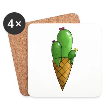 T-shirt Cactus dans le cornet de crème glacée - Dessous de verre (lot de 4) - blanc - Devant