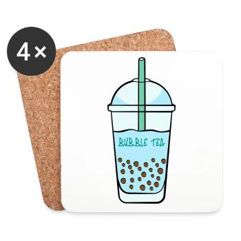 A Plastic Mug Boba Tea Drink Bubble Tea - Coasters (set of 4) - white - Front