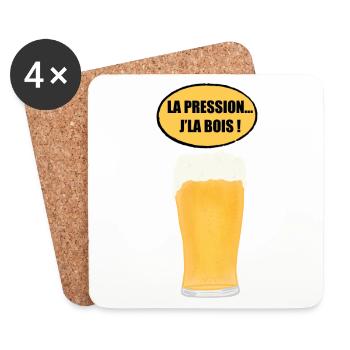 La pression… J’la bois ! - Dessous de verre (lot de 4) - blanc - Devant